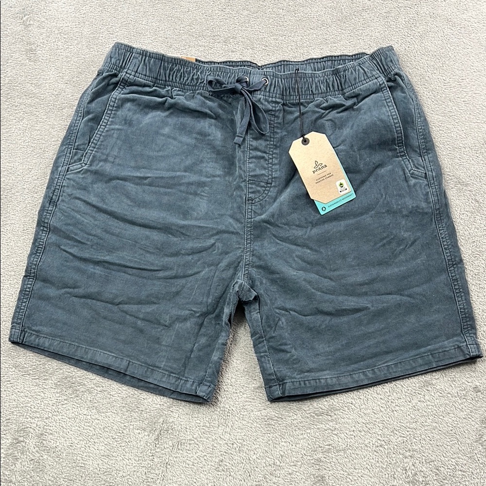 NEW Prana XL Men's Canyon Camp Short Grey Blue Organic Cotton Corduroy Shorts